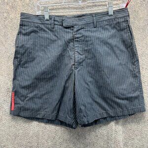 Prada Sport Shorts Mens 50 Blue Pinstripe Designer Dressy Golf Red Tab 34 US